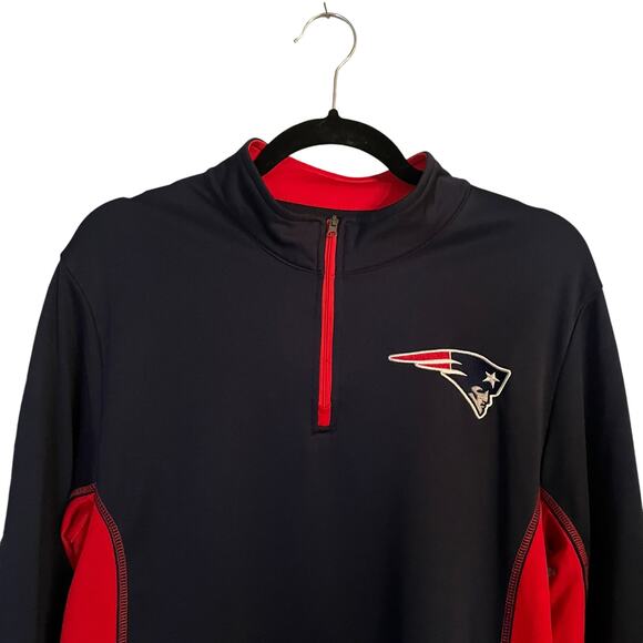 Majestic New England Patriots 1/4 Zip Sport Shirt M Long Sleeve Red White Blue - Picture 2 of 10